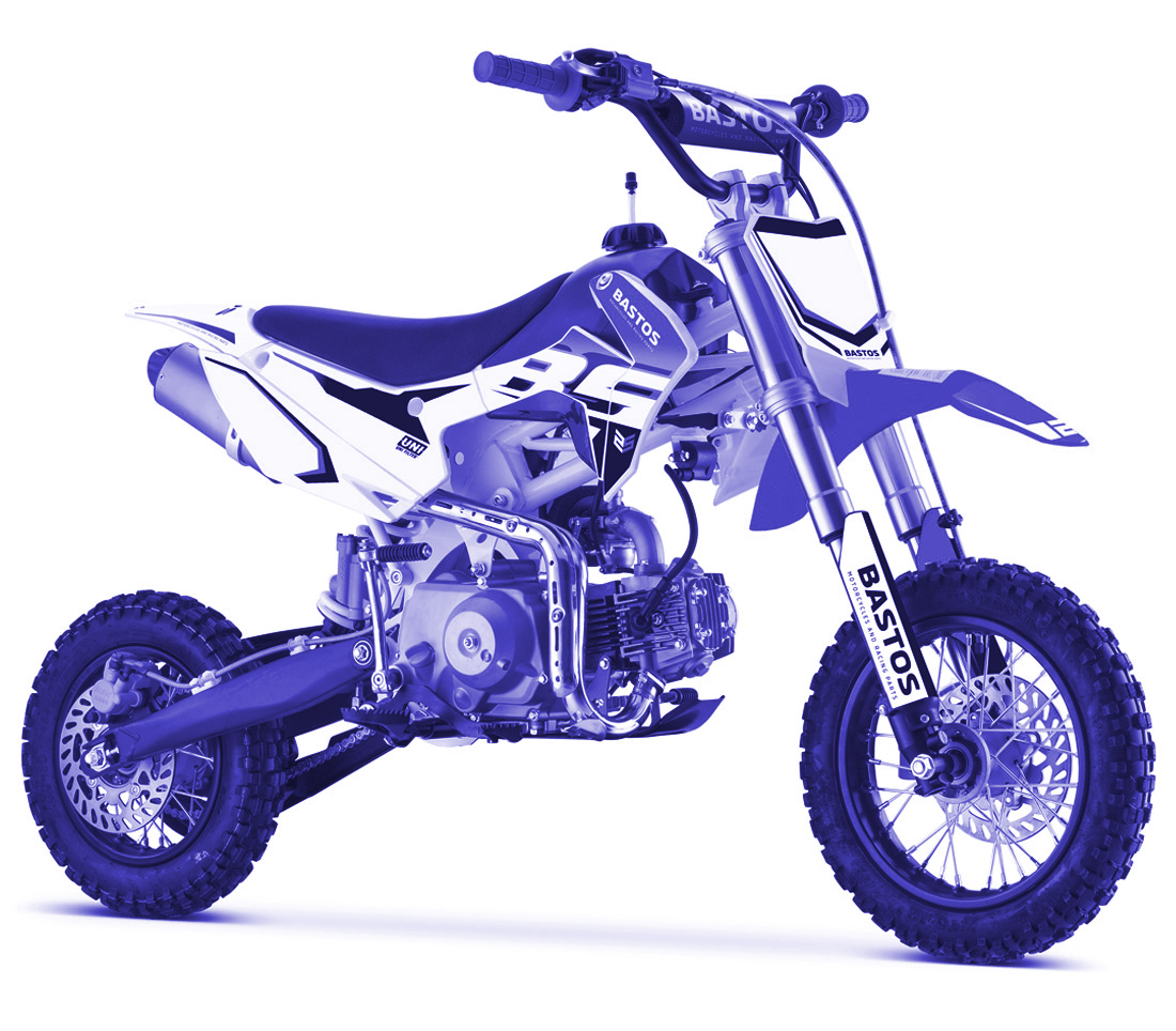Pit bike 90cc, bleue, de chez Bastos Bike, modèle BS 