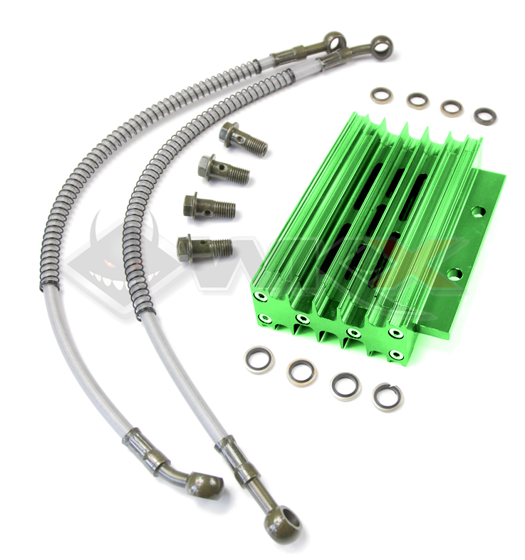 Radiateur aluminium VERT avec Raccords pour Dirt Bike et Pit Bike