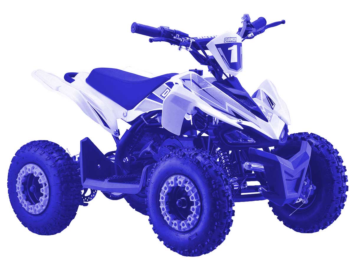 Mini quad 49cc bleu de chez Diamon, Flipt