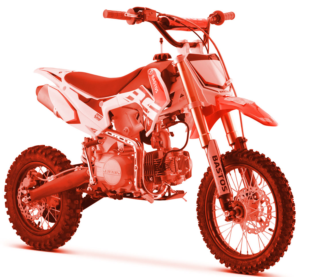 Pit bike 125 Semi-auto, rouge, de chez Bastos bike, gamme BS