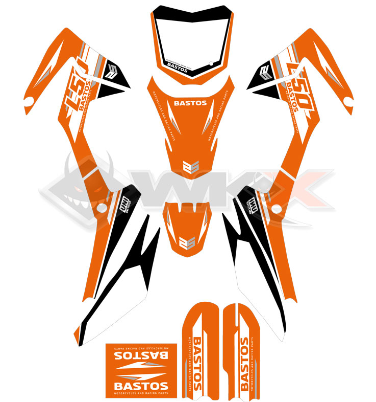 Kit déco orange L50 Bastos pour mini mx 50cc orange type L50 Bastos bike