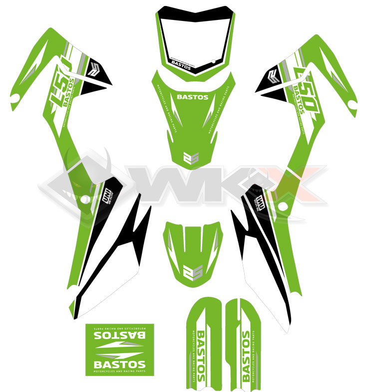 Kit déco vert Bastos bike L50 pour cadre mini CRF 110