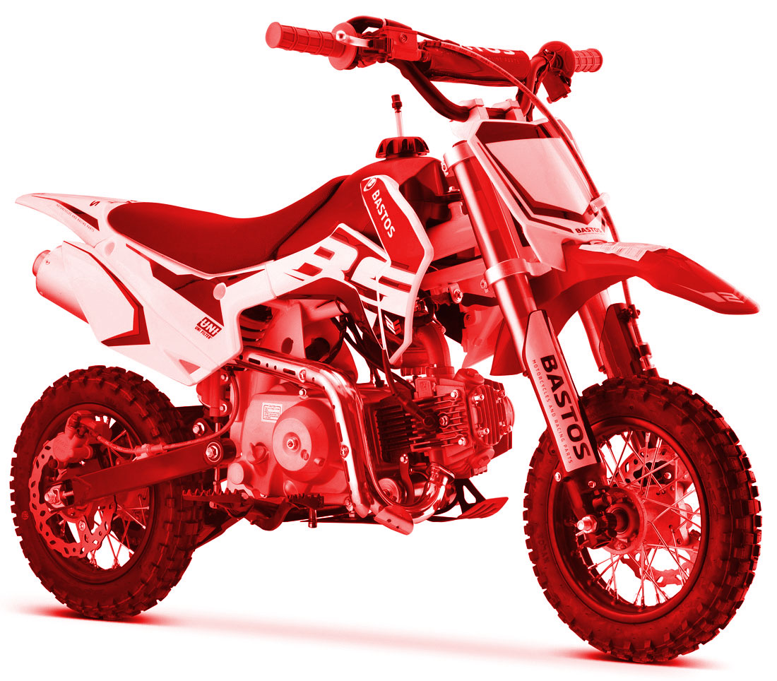 Pit bike 70cc rouge pour enfants de chez Bastos bike, gamme BS MINI 