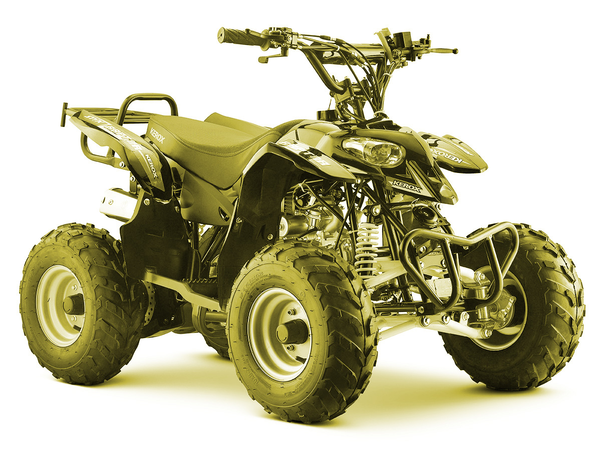 Quad 110cm3 jaune, de chez Kerox, modèle Raptor, pour les enfants