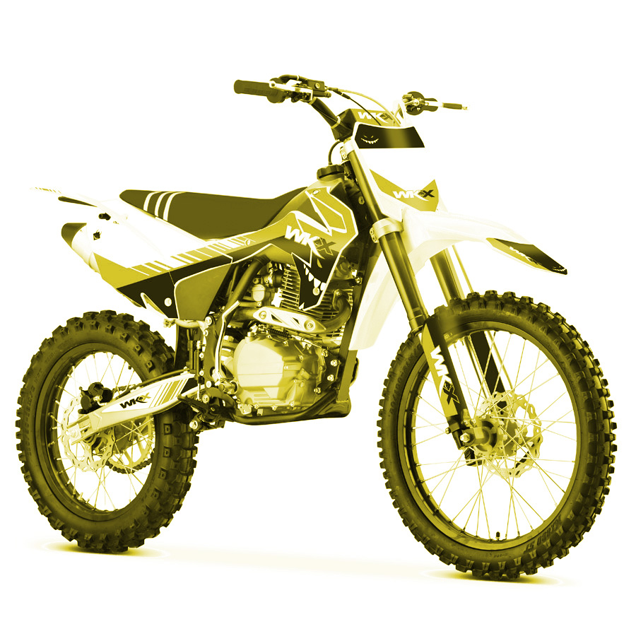 dirt bike moto-cross 250cm3, couleur jaune,